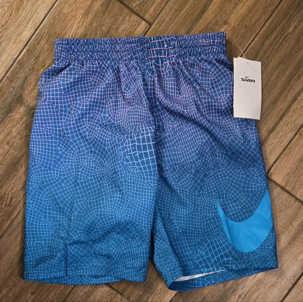 Nike Blue Lightning Patterned Swim Shorts Youth Medium Blue Purple NWT